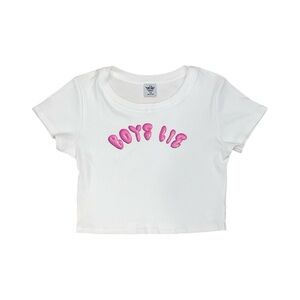 Boys lie white cropped tee